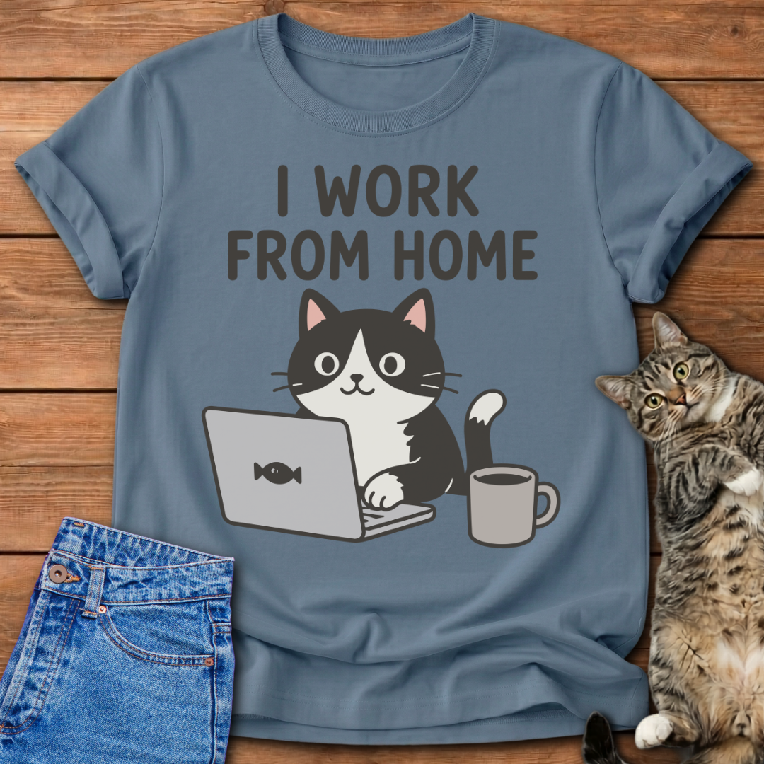Remote Work Cat T-Shirt