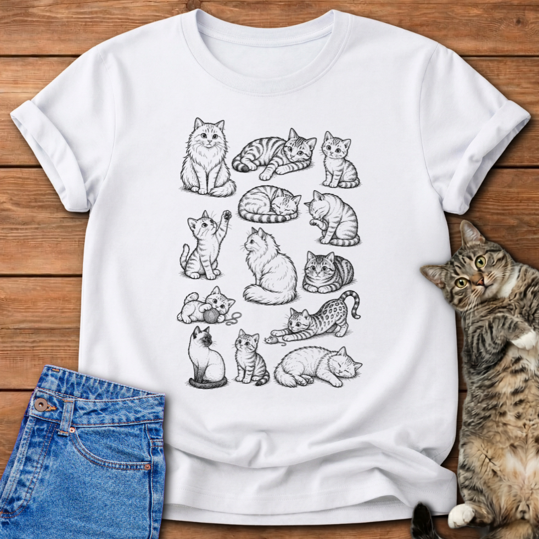 Vintage Cat Sketches T-Shirt
