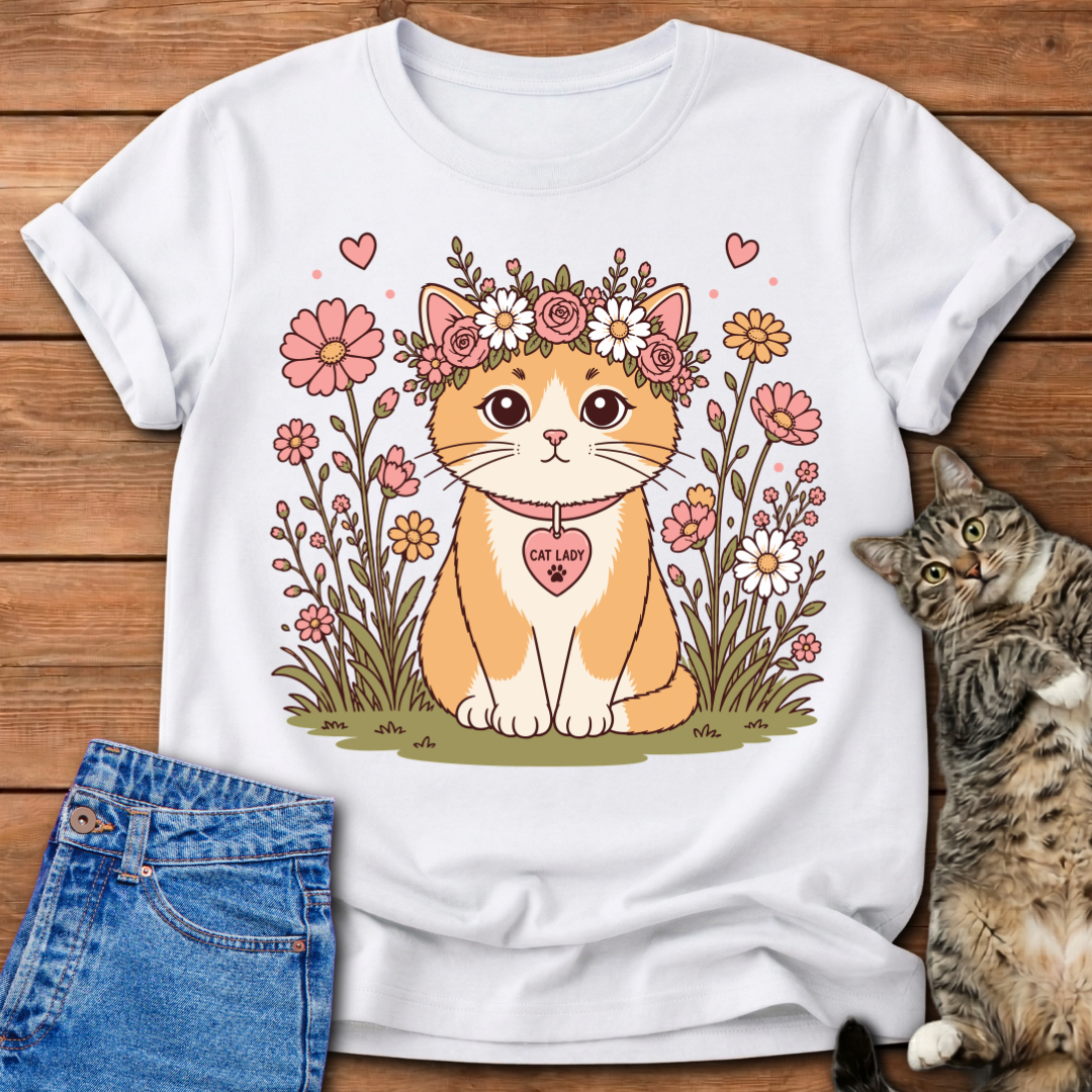 Cat Lady Floral T-Shirt